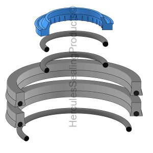 5-Piece Piston Seal, Rod 2.500 x Bore 3.000 (BAK-109009)