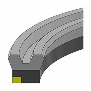 Rubber, Fabric, Acetal Hydraulic Piston U-Seal (UFN37-3.50-56UEO) – ID 3.500" x OD 4.250" x Height 0.563"