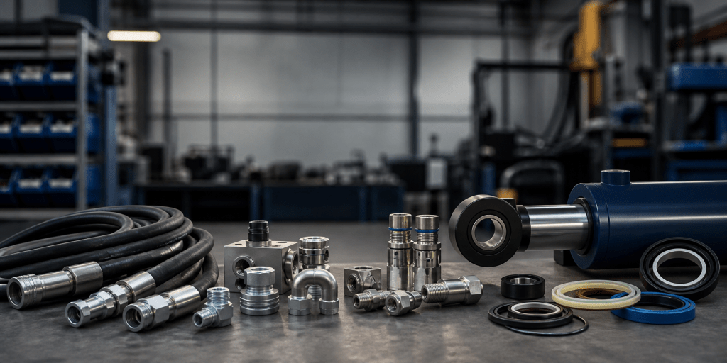 Hydraulic hoses, fittings, seals and cylinder components